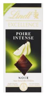 Lindt Excellence Poire Intense 100g - DMT 31.05.2023 (Hořká čokoláda s hruškovou náplní a kousky mandlí.)