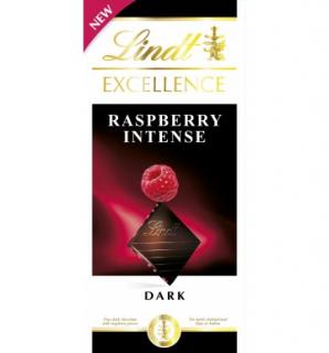 Lindt Excellence Raspberry Intense 100g (Hořká čokoláda s kousky malin)