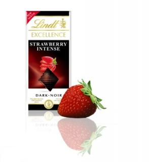 Lindt Excellence Strawberry Intense 100g (Hořká čokoláda s kousky jahod)