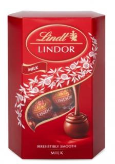Lindt LINDOR pralinky Mléčná čokoláda 200g (Mléčná čokoláda s jemnou tekutou náplní (44 %))