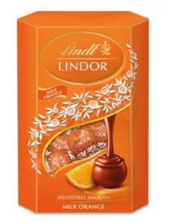 Lindt LINDOR pralinky Pomeranč 200g - DMT 31.12.2023 (Mléčná čokoláda s jemnou krémovou náplní (44%) s příchutí pomeranče.)