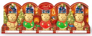 Lindt Teddy/Bear Mini Sweater duté figurky z ml. čokolády 5x10g - DMT 05/2024 (Mléčná čokoláda, kakao: minimálně 30 %.)