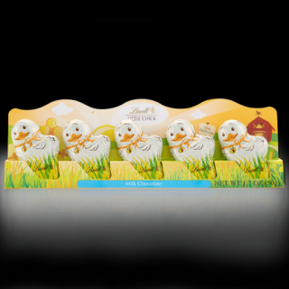 Lindt velikonoční kuřátka bílá mini 5x10g - DMT 08/2023  (Dutá figurka z mléčné čokolády)