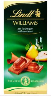 Lindt Williams Vollmilch Tafel 100g - DMT 6/2023 (Mléčná čokoláda s náplní Williams hruškovice (33%))