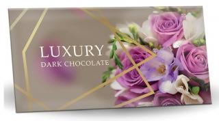 LUXURY Růže a frézie - Hořká čokoláda 60% 175g (Hořká čokoláda bez palmového tuku.)