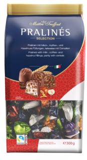 Maitre Grazioso Mini Výběr mléčných čokoládových pralinek 300g (Pralinky z mléčné čokolády se smetanovými náplněmi a cereáliemi.)
