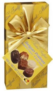 Maitre Truffout Belgische pralinen gold 100g (Elegantní balení belgických pralinek z mléčné, hořké a bílé čokolády)