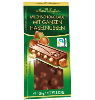 Maitre Truffout Mléčná čokoláda s celými lískovými oříšky 100g - DMT 15.12.2023 (Mléčná čokoláda s celými lískovými oříšky.)