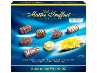 Maitre TruffoutPralinenmischung blau 200g (Směs pralinek z mléčné, bílé a hořké čokolády.)