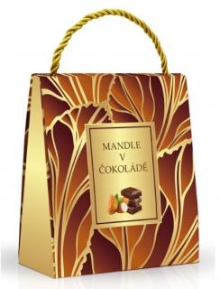 Mandle v mléčné čokoládě - Hnědá taška 200g (Výborné mandle v mléčné belgické čokoládě obalené ve skořici, balené v dárkové tašce.)