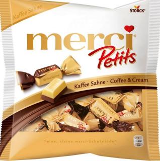 Merci Petit Kaffee Sahne 125g - DMT 01.12.2023 (Bílá čokoláda (43 %) na prémiové kávové čokoládě (57 %))