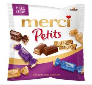 Merci Petits Milk and Cream Collection 125g (Směs neplněných a plněných čokoládových specialit.)