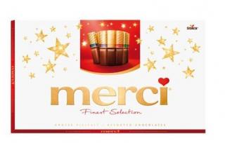 Merci Vánoční mix čokolád 400g (Kolekce čokoládových specialit z hořké, mléčné a bílé čokolády.)