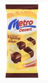 METRO dezert 120g VAJEČNÝ LIKÉR - DMT 14.01.2024 (Cukrářský trvanlivý výrobek s náplní tukovou (12 %) a tmavou polevou (11 %).)
