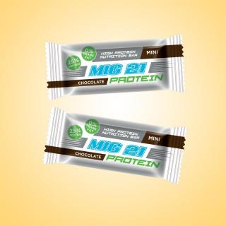 MIG 21 Protein BAR - ČOKOLÁDA 380g (Proteinová tyčinka s čokoládovou příchutí, v tmavé kakaové polevě. Bez lepku (lepek < 20 mg/kg).)