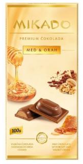 Mikado Premium milch med s ořechem 100g (Prémiová mléčná čokoláda s náplní vlašských ořechů a medu)