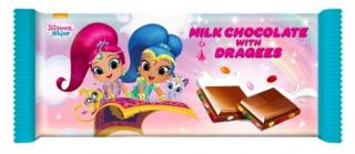 Milch chocolate with dragess 90g - Shimmer Shine - DMT 04/2022 (Mléčná čokoláda s dražé z mléčné čokolády.)