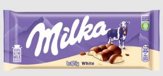 Milka Bubbly Milk  White 95g (Mléčná čokoláda z alpského mléka s porézní náplní z bílé čokolády (46%).)
