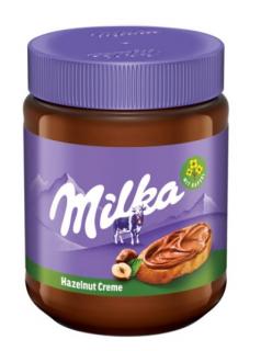 Milka Lískooříšková pomazánka 350g (Směs čokolády z alpského mléka a čokolády z alpského mléka s celými lískovými oříšky.)