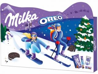 Milka Oreo vánoční mix 182g  - DMT 31.03.2024 (Směs alpské mléčné čokolády, alpské mléčné čokolády s kousky kakaových sušenek a alpského mléka)
