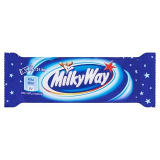 Milky Way 21,5g (mléčná čokoláda (39%), plněná lehce a nadýchaně šlehaným bonbonovým krémem (61%).)
