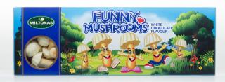 Miltonas Funny Mushrooms - Hříbky s bílou čokoládou 170g - DMT 13.02.2024 (houbičky s bílou čokoládovou polevou)