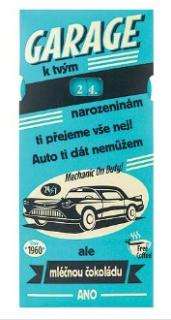 Mléčná čokoláda k narozeninám 100 g – garage (obsah kakaové sušiny nejméně 30%.)