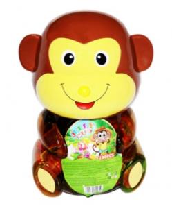 MONKEY JELLY CUP – želé 13g x 100ks (Pokladnička ve tvaru opičky plněná ovocnými želé kapsičkami.)