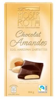 Moser Roth Amandes hořká čokoláda Marcipán 184g - DMT 01.04.2023 (Jemný marcipán v hořké čokoládě.)