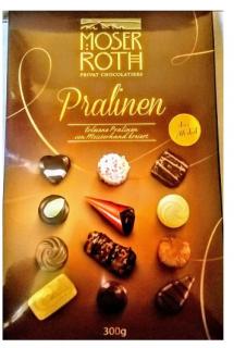 Moser roth pralinen bez alkoholu 300g - DMT 09.07.2022 (Směs vybraných čokoládových mléčných pralinek s náplní.)