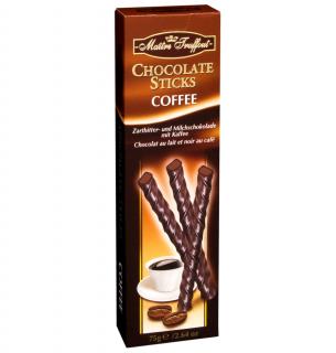 MT Delikátní tyčinky z hořké čokolády s jemnou kávovou náplní 75g (Tyčinky z tmavé čokolády s kávovou náplní 60%.)