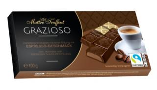 MT Grazioso hořká čokoláda s náplní Espresso 100g (Tmavá čokoládová tyčinka s náplní s espresso chutí (50%). )