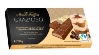 MT Grazioso mléčná čokoláda s náplní Tiramisu 100g (Mléčná čokoláda s náplní tiramisu (30%). )