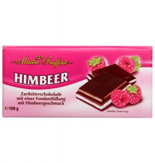 MT Hořká čokoláda plněná malinovým krémem 100g (Tmavá čokoláda (kakao: minimálně 50%) s malinovou náplní 50% fondánu.)