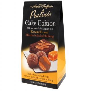 MT Pralines Cake Edition - karamel 148g (Mléčná čokoláda s náplní s příchutí mléčné čokolády (25%) a karamelovou náplní (20%))