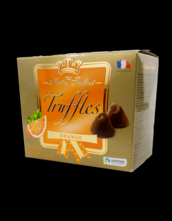 MT Truffles orange - lanýže 200g (Výborná kakaová hmota z mléčné čokolády, posypaná kakaem s aroma hořkého pomeranče.)