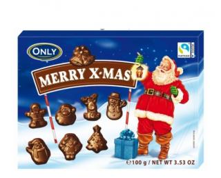 Only Choco Santas 100g  - DMT 20.08.2022 (Mléčná čokoláda ve tvaru Santy)