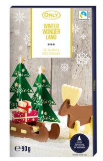 ONly Winter landscape chocolate - skláadačka 90g - DMT 28.06.2023 (Mléčná čokoláda 68% a bílá čokoláda 32%.)