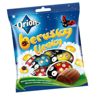 Orion Berušky 150g - DMT 8/2023 (Mléčná čokoláda 58 % plněná dezertní náplní 42 %.)