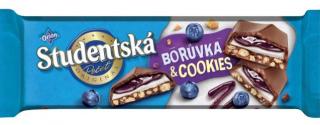 Orion studentská borůvka  coocies 235g (Mléčná čokoláda 45, 5 % s borůvkovou náplní 15 % a náplní 39, 5 % s chutí tvarohu.Mléčná čokoláda 45, 5 % s borůvkovou náplní 15 % a náplní 39, 5 % s chutí tvarohu.)