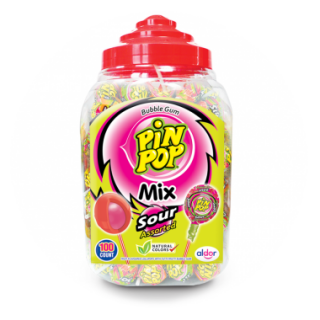 Pin pop mix souru 17g x 100ks (Kyselé lízátko se žvýkačkou)