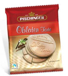 PISCHINGER Lázeňský oplatek s čokoládou 110g - DMT 14.12.2023 (Tenké oplatky (28 %) s jemnou kakaovou krémovou náplní (72 %).)