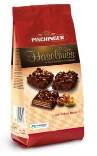 PISCHINGER Mini s lískovými oříšky v hořké čokoládě 120g  (Křupavé vafle (10 %) s jemnou lískooříškovou krémovou náplní (27 %) a jemnou hořkou čokoládou.)