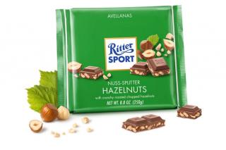 Ritter Sport Haselnuss 100g (Mléčná čokoláda s kousky lískových oříšků (12%).)