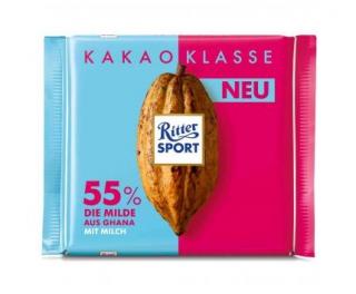 Ritter Sport Kakao Klasse 55% Die Milde aus Ghana 100g (Jemná hořká čokoláda 55%)