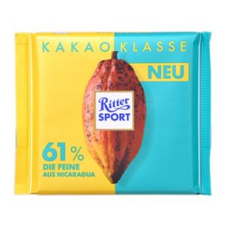 Ritter Sport Kakao Klasse 61% Die Feine aus Nicaragua 100g (Jemná hořká čokoláda. Kakao: minimálně 61%.)
