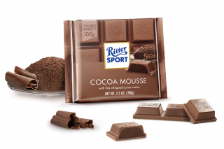 Ritter Sport Kakao-Mousse čokoláda 100g - DMT 19.02.2022 (Plněná čokoláda z alpského mléka se šlehaným kakaovým krémem (40%).)