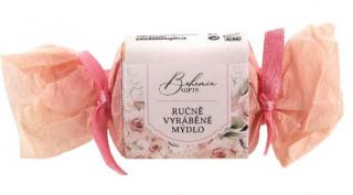 Ručně vyráběné mýdlo 30 g s extrakty růže (Ručně vyráběné krémové toaletní mýdlo s glycerinem, extraktem z bylin a vůní růže.)
