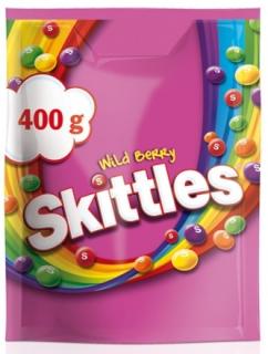 Skittles Wild Berry pouch 400g (Žvýkací bonbóny v křupavé cukrové krustě s příchutí lesního ovoce.)