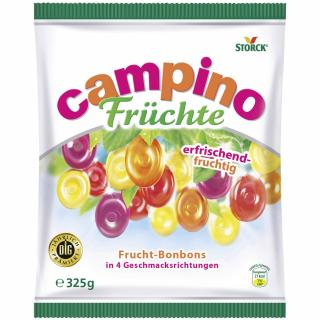 Storck Campino Früchte 325g (Ovocný bonbón v příchutích: citron, pomeranč, třešeň a černý rybíz)